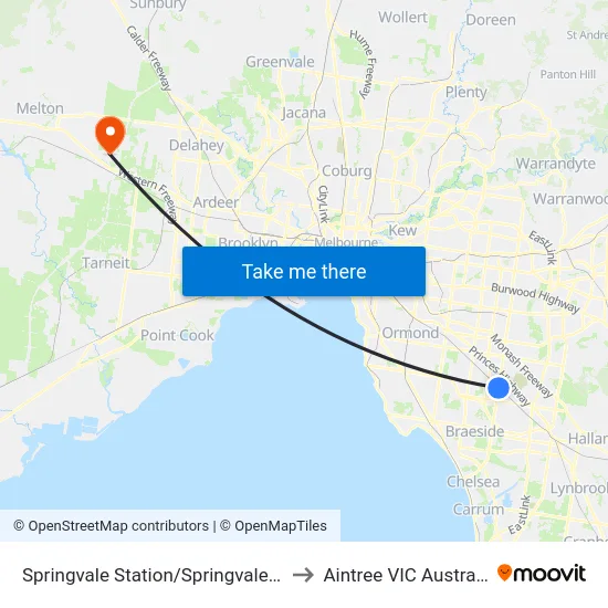 Springvale Station/Springvale Rd to Aintree VIC Australia map