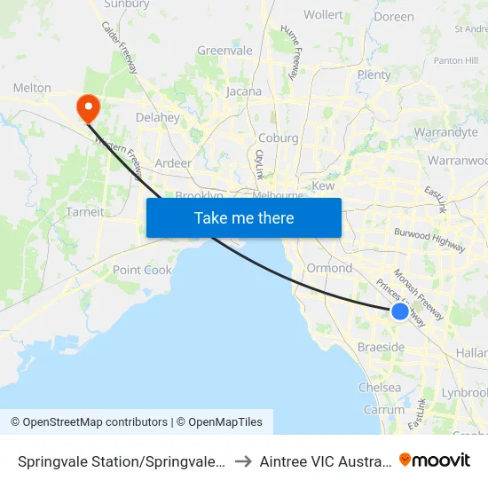Springvale Station/Springvale Rd to Aintree VIC Australia map