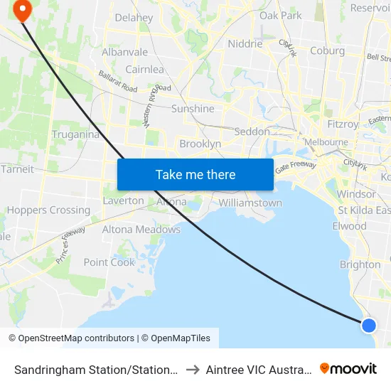 Sandringham Station/Station St to Aintree VIC Australia map
