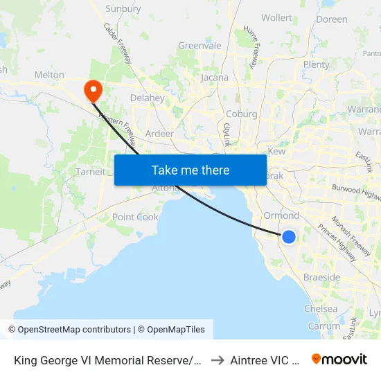 King George VI Memorial Reserve/East Boundary Rd to Aintree VIC Australia map
