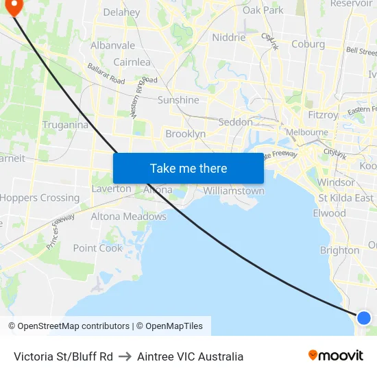 Victoria St/Bluff Rd to Aintree VIC Australia map