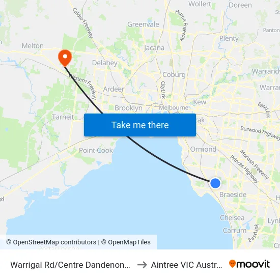 Warrigal Rd/Centre Dandenong Rd to Aintree VIC Australia map