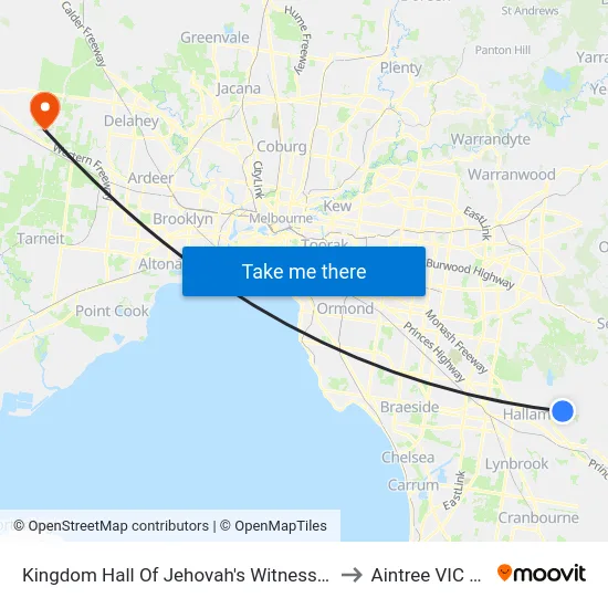 Kingdom Hall Of Jehovah's Witnesses/Ernst Wanke Rd to Aintree VIC Australia map