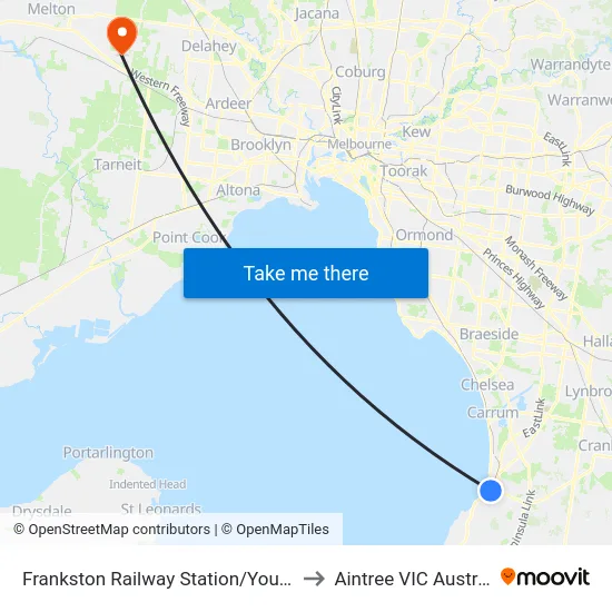 Frankston Railway Station/Young St to Aintree VIC Australia map