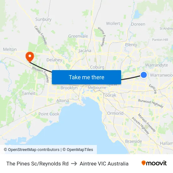 The Pines Sc/Reynolds Rd to Aintree VIC Australia map