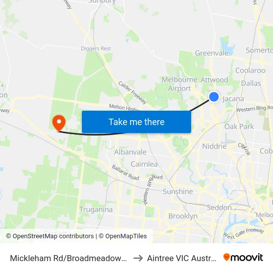 Mickleham Rd/Broadmeadows Rd to Aintree VIC Australia map