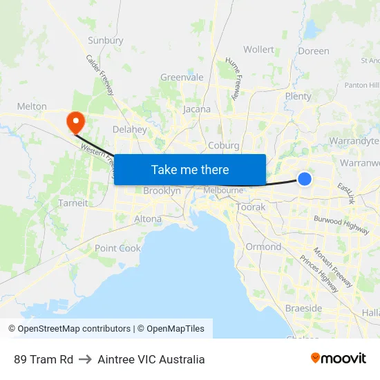 89 Tram Rd to Aintree VIC Australia map