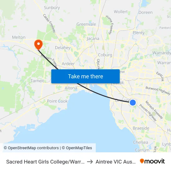Sacred Heart Girls College/Warrigal Rd to Aintree VIC Australia map