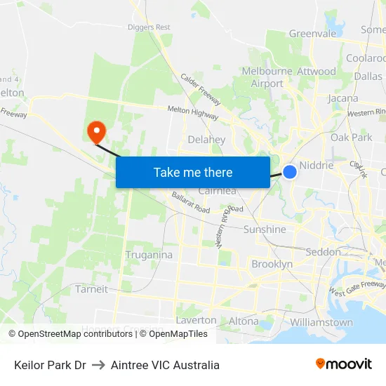 Keilor Park Dr to Aintree VIC Australia map