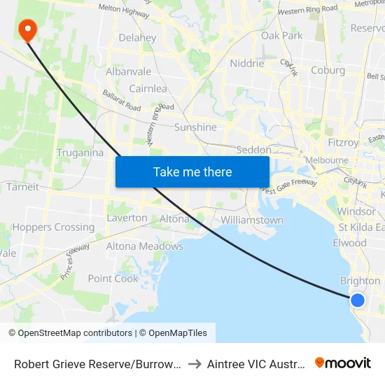 Robert Grieve Reserve/Burrows St to Aintree VIC Australia map