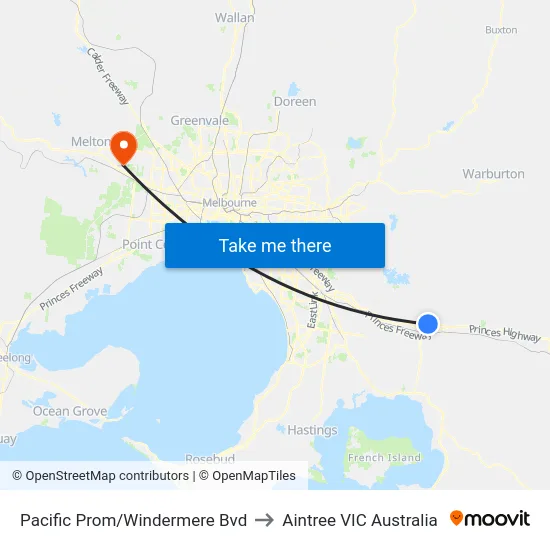 Pacific Prom/Windermere Bvd to Aintree VIC Australia map
