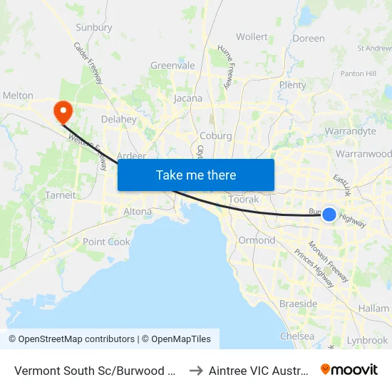 Vermont South Sc/Burwood Hwy to Aintree VIC Australia map