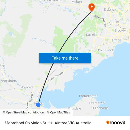 Moorabool St/Malop St to Aintree VIC Australia map