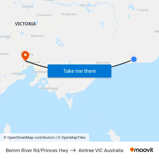 Bemm River Rd/Princes Hwy to Aintree VIC Australia map