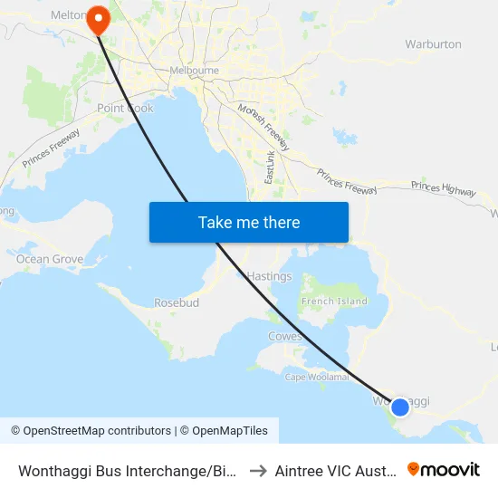 Wonthaggi Bus Interchange/Biggs Dr to Aintree VIC Australia map