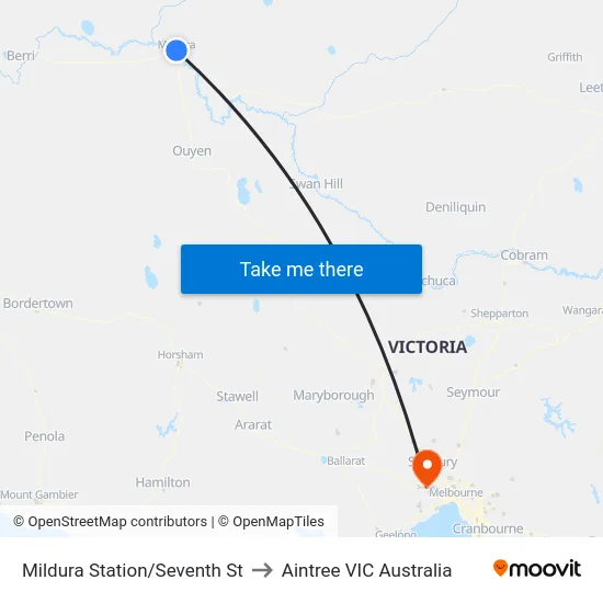 Mildura Station/Seventh St to Aintree VIC Australia map