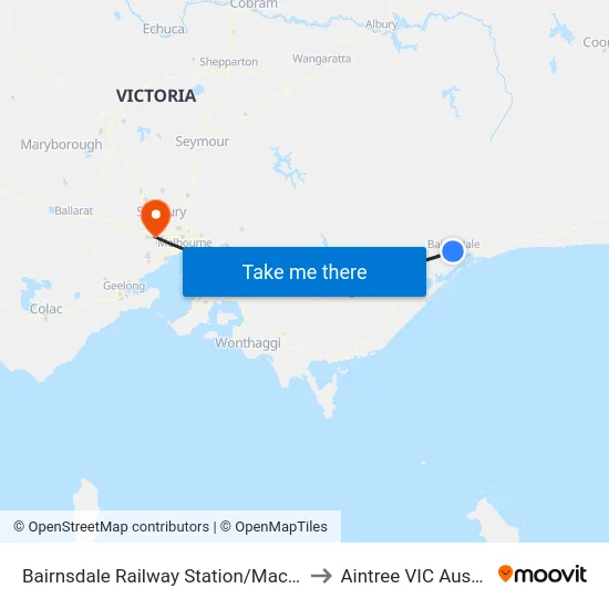 Bairnsdale Railway Station/Macleod St to Aintree VIC Australia map