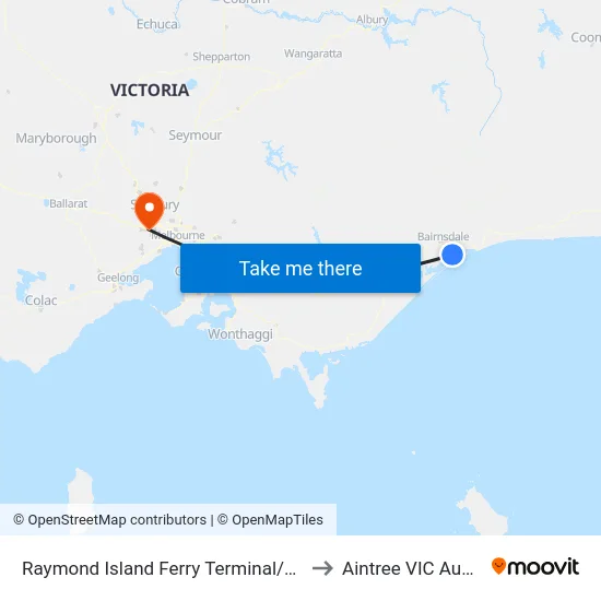 Raymond Island Ferry Terminal/Devon Rd to Aintree VIC Australia map