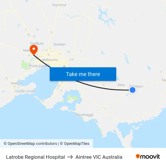 Latrobe Regional Hospital to Aintree VIC Australia map