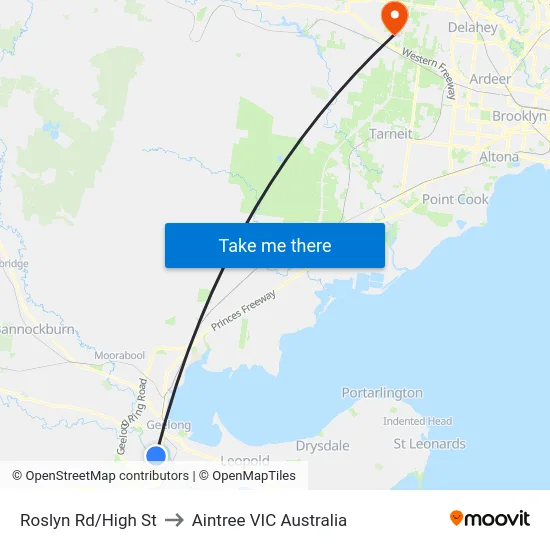Roslyn Rd/High St to Aintree VIC Australia map