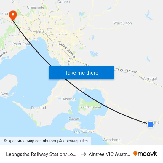Leongatha Railway Station/Long St to Aintree VIC Australia map