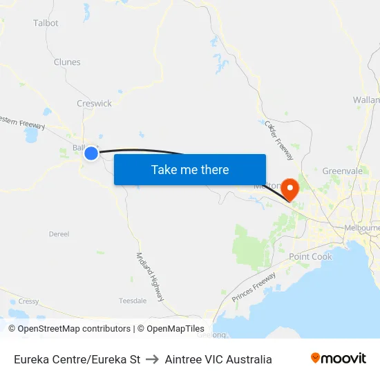 Eureka Centre/Eureka St to Aintree VIC Australia map