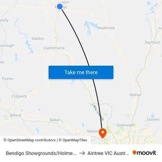 Bendigo Showgrounds/Holmes Rd to Aintree VIC Australia map