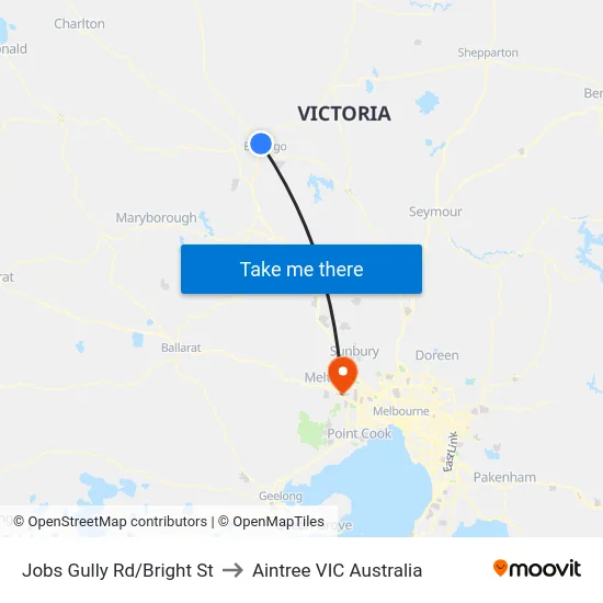 Jobs Gully Rd/Bright St to Aintree VIC Australia map