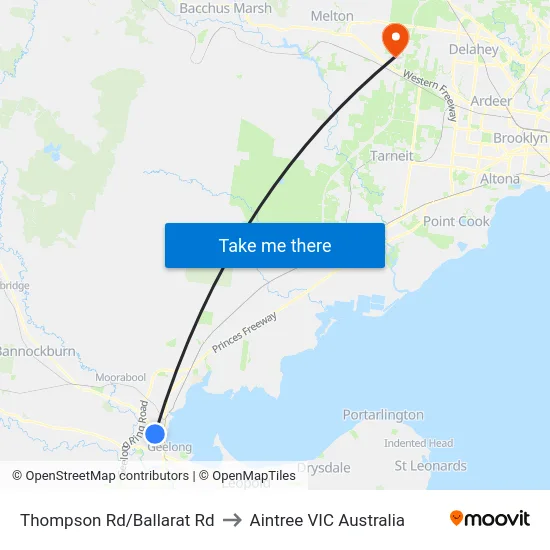 Thompson Rd/Ballarat Rd to Aintree VIC Australia map