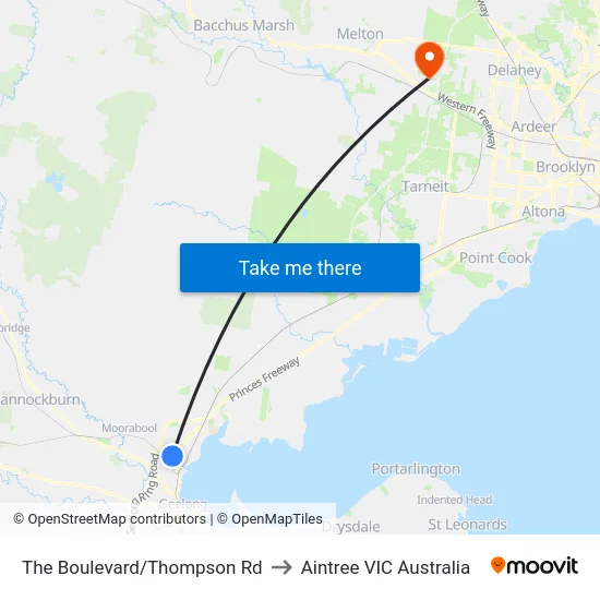 The Boulevard/Thompson Rd to Aintree VIC Australia map