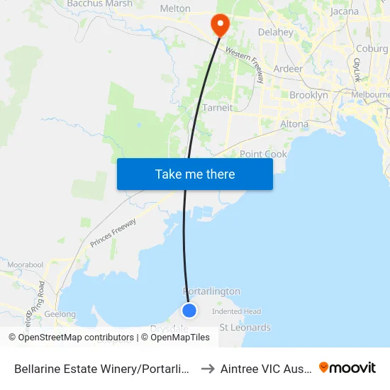 Bellarine Estate Winery/Portarlington Rd to Aintree VIC Australia map