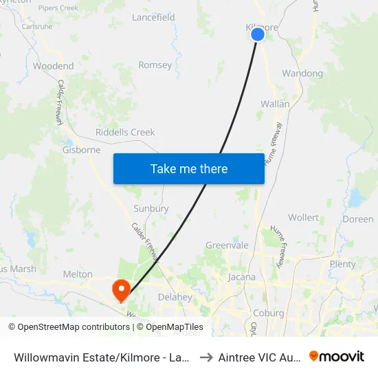 Willowmavin Estate/Kilmore - Lancefield Rd to Aintree VIC Australia map