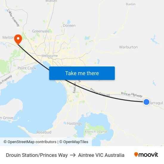 Drouin Station/Princes Way to Aintree VIC Australia map