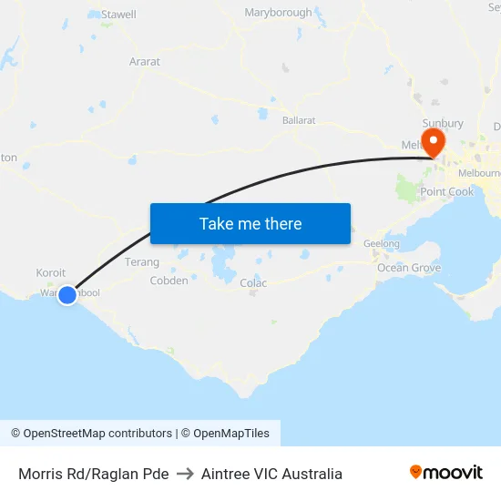 Morris Rd/Raglan Pde to Aintree VIC Australia map