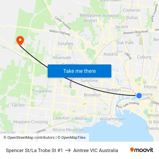 Spencer St/La Trobe St #1 to Aintree VIC Australia map