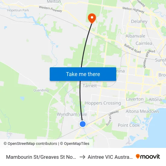 Mambourin St/Greaves St North to Aintree VIC Australia map