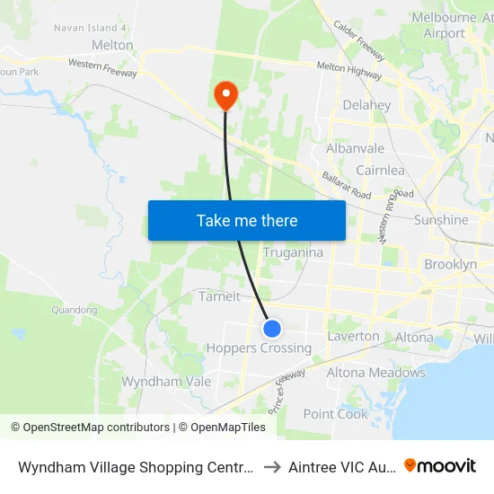 Wyndham Village Shopping Centre/Sayers Rd to Aintree VIC Australia map