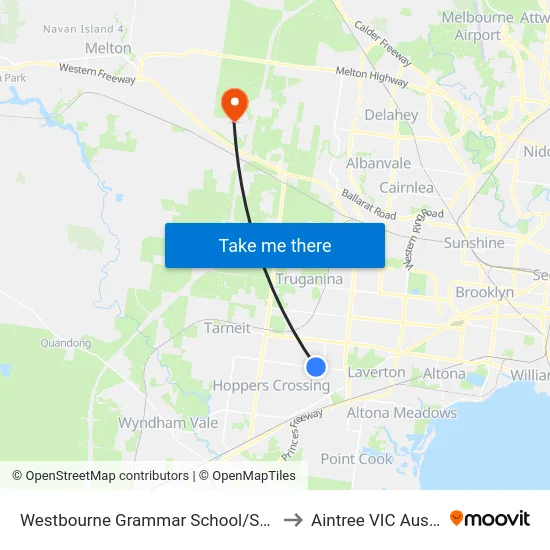 Westbourne Grammar School/Sayers Rd to Aintree VIC Australia map