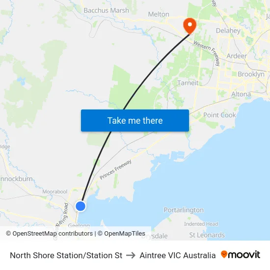 North Shore Station/Station St to Aintree VIC Australia map