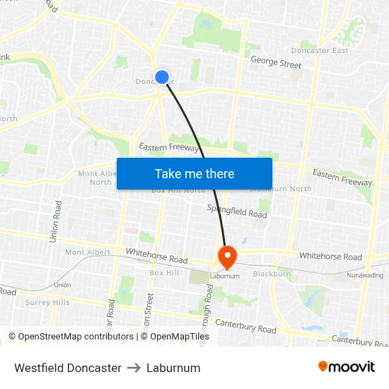 Westfield Doncaster to Laburnum map