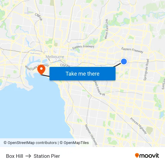Box Hill to Station Pier map