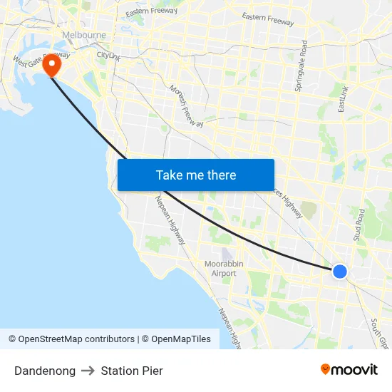 Dandenong to Station Pier map