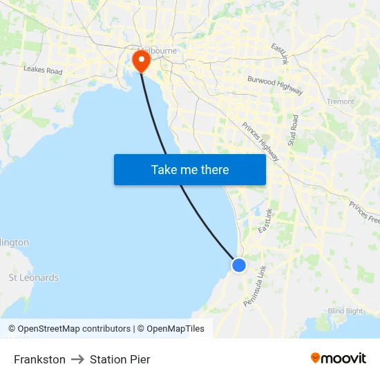 Frankston to Station Pier map