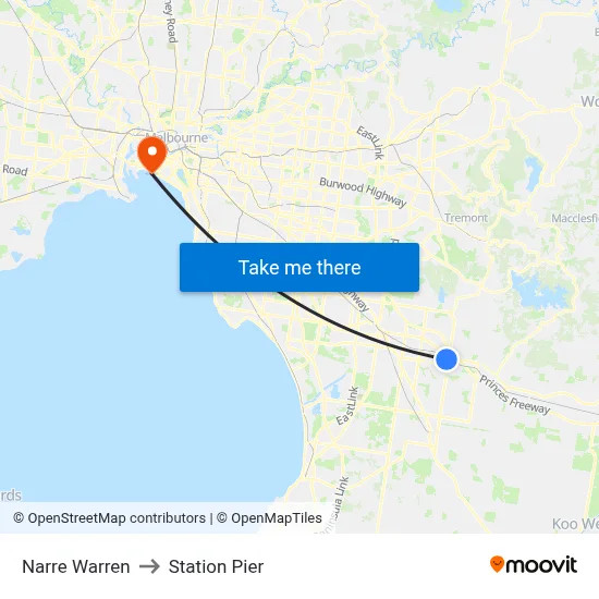 Narre Warren to Station Pier map