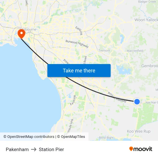 Pakenham to Station Pier map