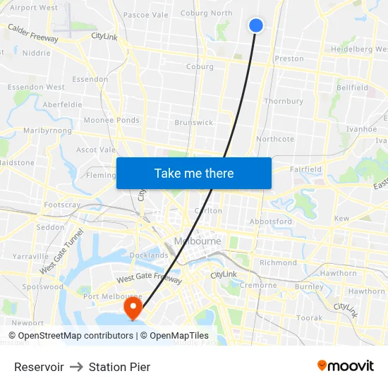 Reservoir to Station Pier map