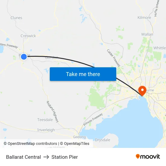 Ballarat Central to Station Pier map