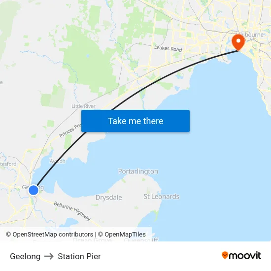 Geelong to Station Pier map