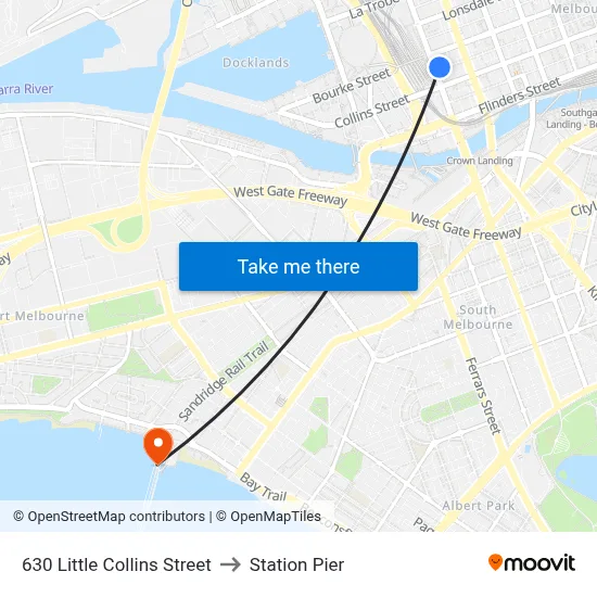 630 Little Collins Street to Station Pier map