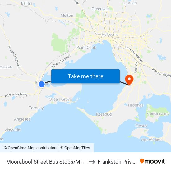 Moorabool Street Bus Stops/Moorabool St (Geelong) to Frankston Private Hospital map
